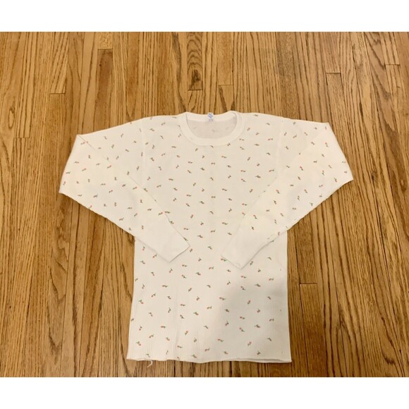 VTG 60s Lady Arctex S Rose Floral Thermal Long John Shirt Pants SET Waffle Under - Picture 5 of 11